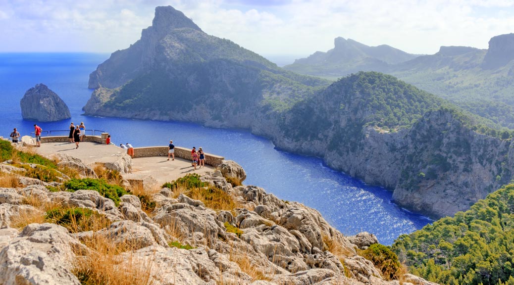 People standing on Mallorca landscape view point